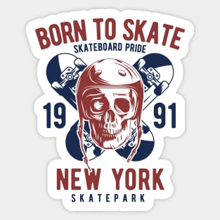 Born to skate 1991 ride skull new york Sticker